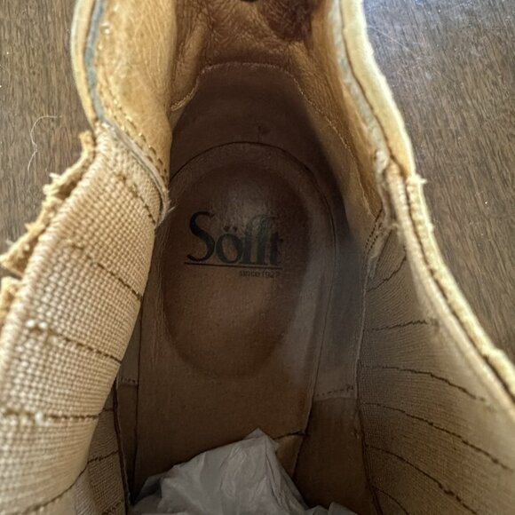 Sofft Tan Leather Chelsea Ankle Boots Block Heel Comfort Pull Tab Size 11 - Picture 6 of 8